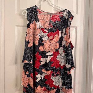 Catherines, Tank Top, Red White and Blue Floral, Size: 4x